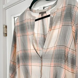 Plaid tie front blouse